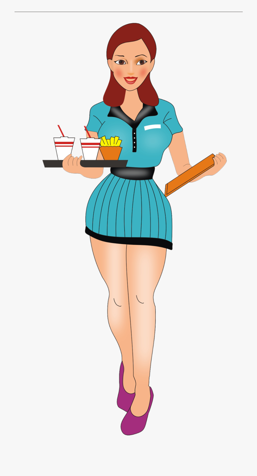 G G Designwell - Cartoon Waitress, Transparent Clipart