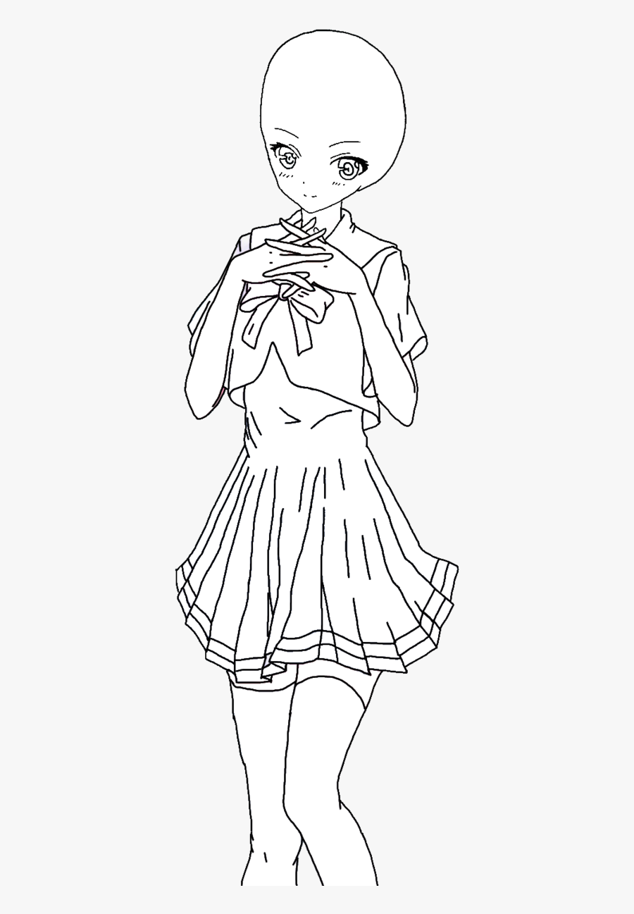 Girl Dress At Line Art- - Illustration, Transparent Clipart