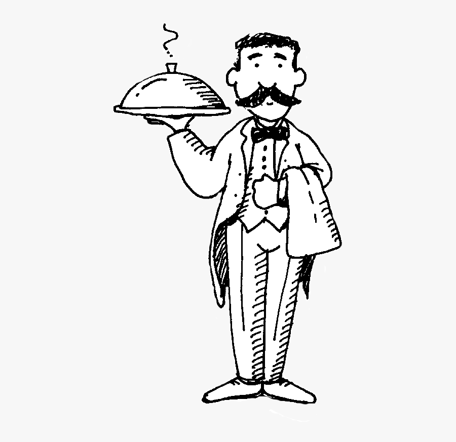 Webticari Restoran Programı - Waiter Black And White, Transparent Clipart