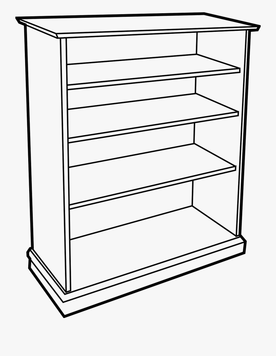 Bookcase Wooden Furniture Free Picture - Shelf Clipart Black And White, Transparent Clipart