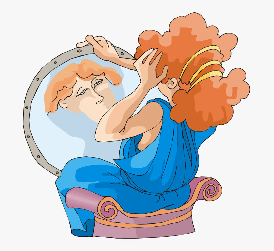 Female Looking In A Mirror Image From Www - Cartoon, Transparent Clipart