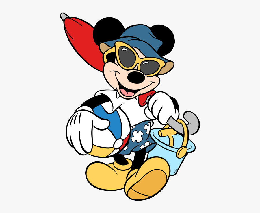 Going To The Beach Cheering Mickey Mouse - Beach Mickey Coloring Page