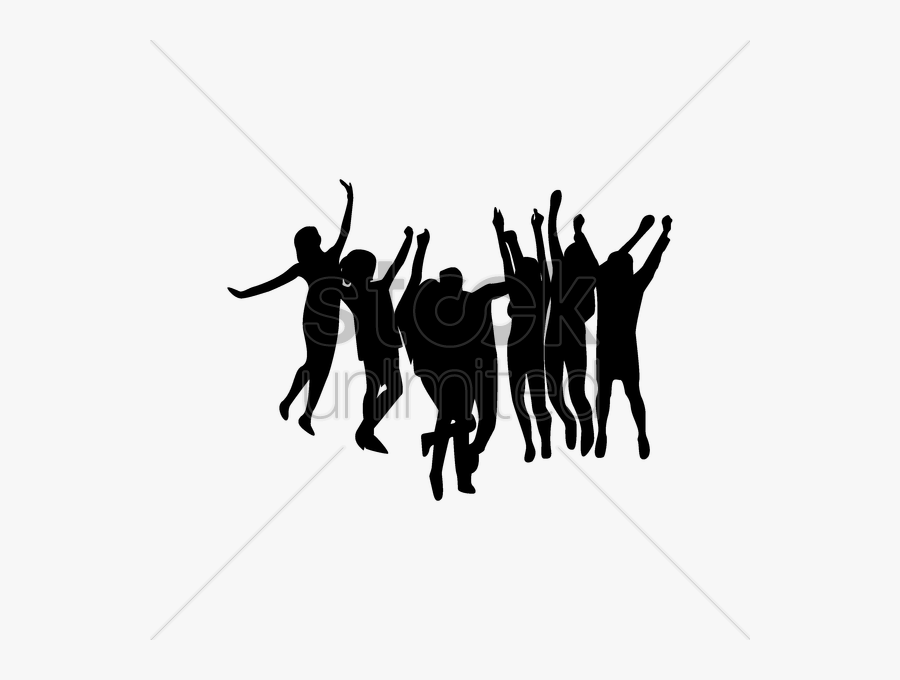 Transparent Crowd Of People Clipart - Cheering Person Black White, Transparent Clipart
