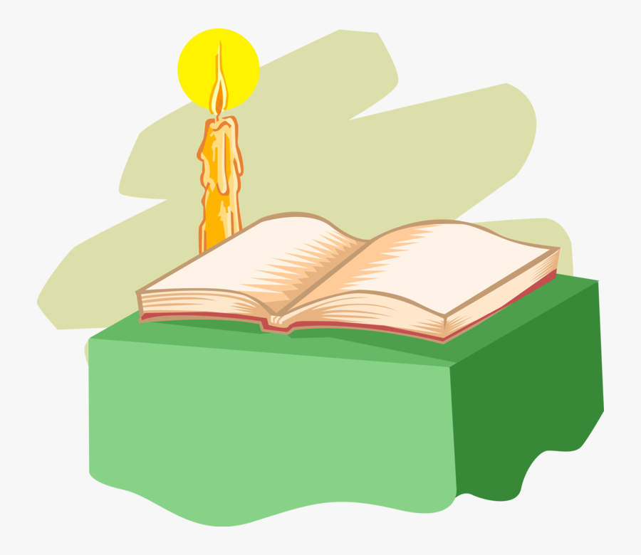 Vector Illustration Of Religious Good Book Holy Bible - Vector Bible With Candle Clipart, Transparent Clipart