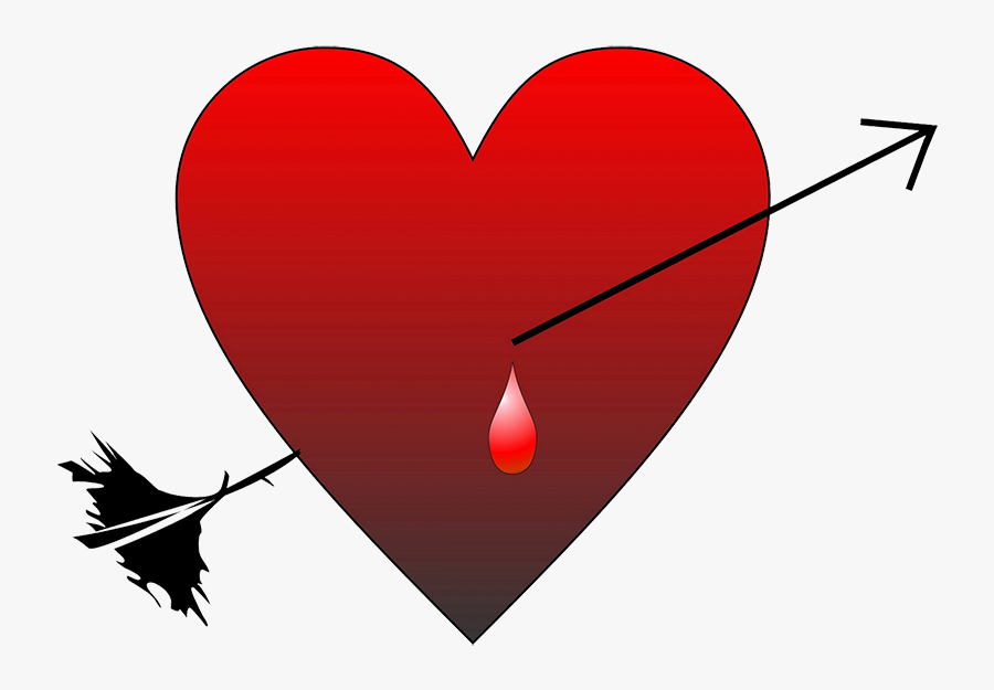 Love Heart With Arrow And Blood Drop - Heart, Transparent Clipart