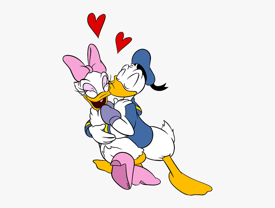 Disney Valentine"s Day Clip Art Images - Donald And Daisy Duck Kissing, Transparent Clipart