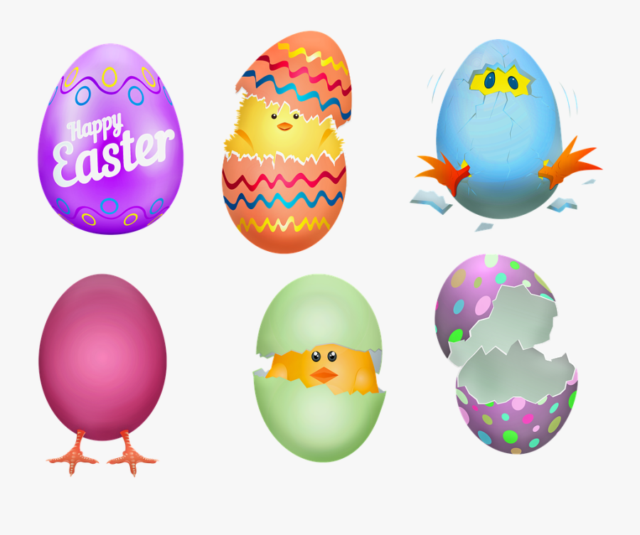 Easter Eggs, Chicks, Cracked Egg, Chicken Hatched - Cracked Easter Egg Cartoon, Transparent Clipart