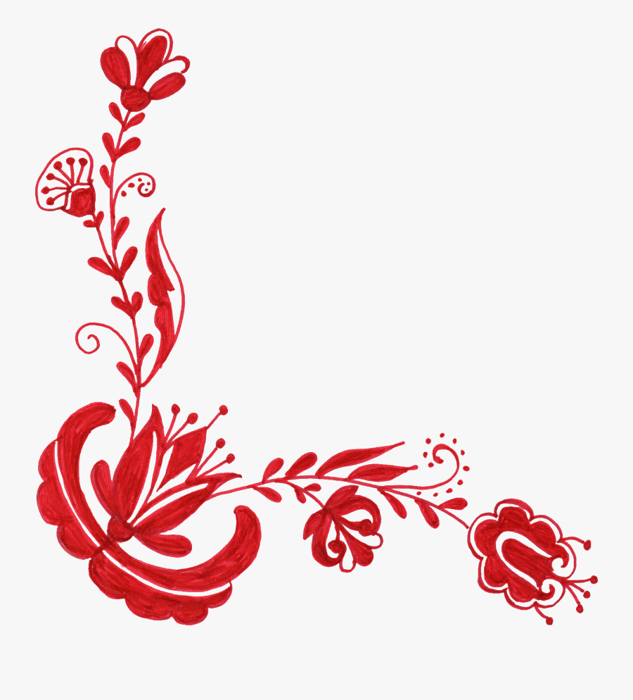 Transparent Floral Corner Clipart - Corner Red Flower Vector, Transparent Clipart