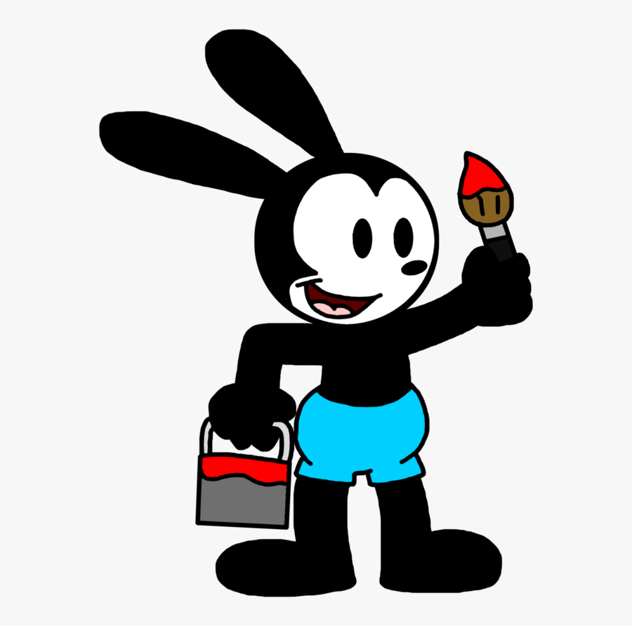 Clipart Free Stock Oswald With Paint Brush By Marcospower - Oswald The Lucky Rabbit Marcospower Coloring, Transparent Clipart