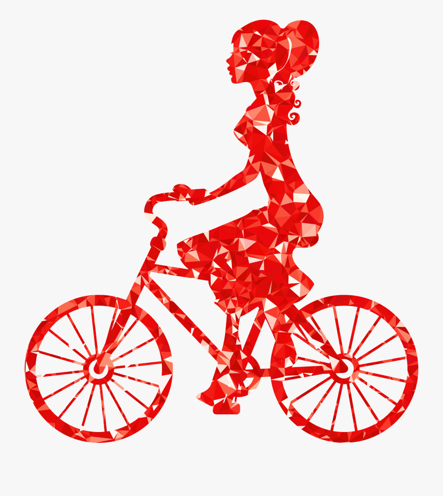 Clipart Bicycle Female Cyclist - Girl On Bike Png, Transparent Clipart