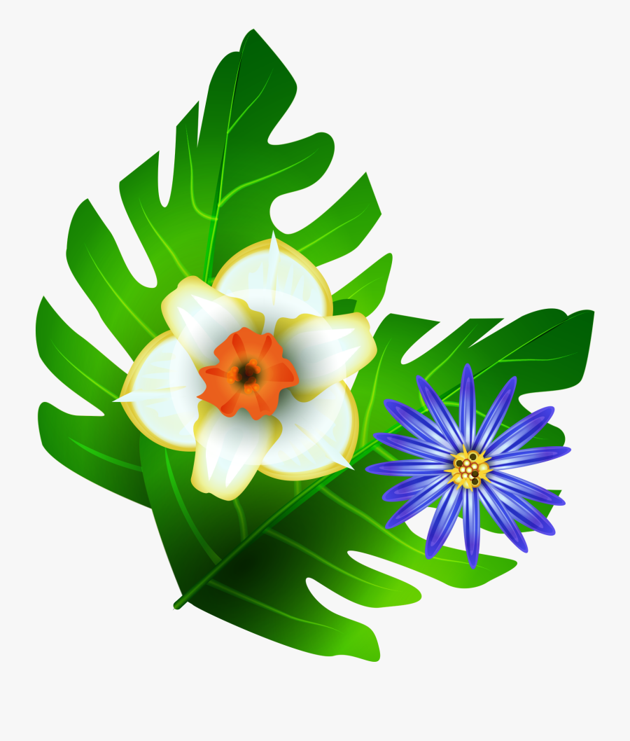 Hand Drawn Cartoon Green Summer Flower Decoration Vector - Illustration, Transparent Clipart