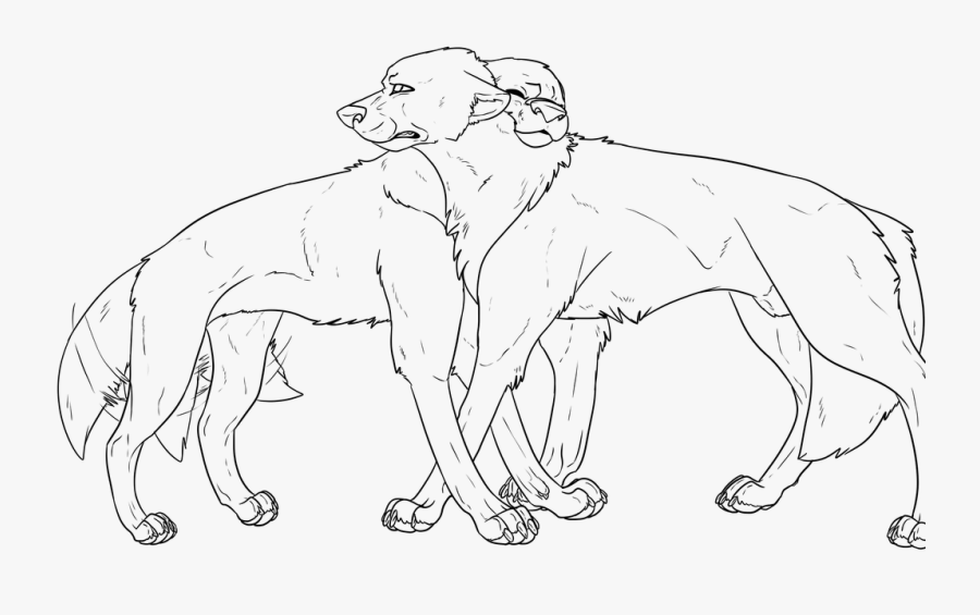 Student Writing Lineart - Wolf Couple Lineart, Transparent Clipart