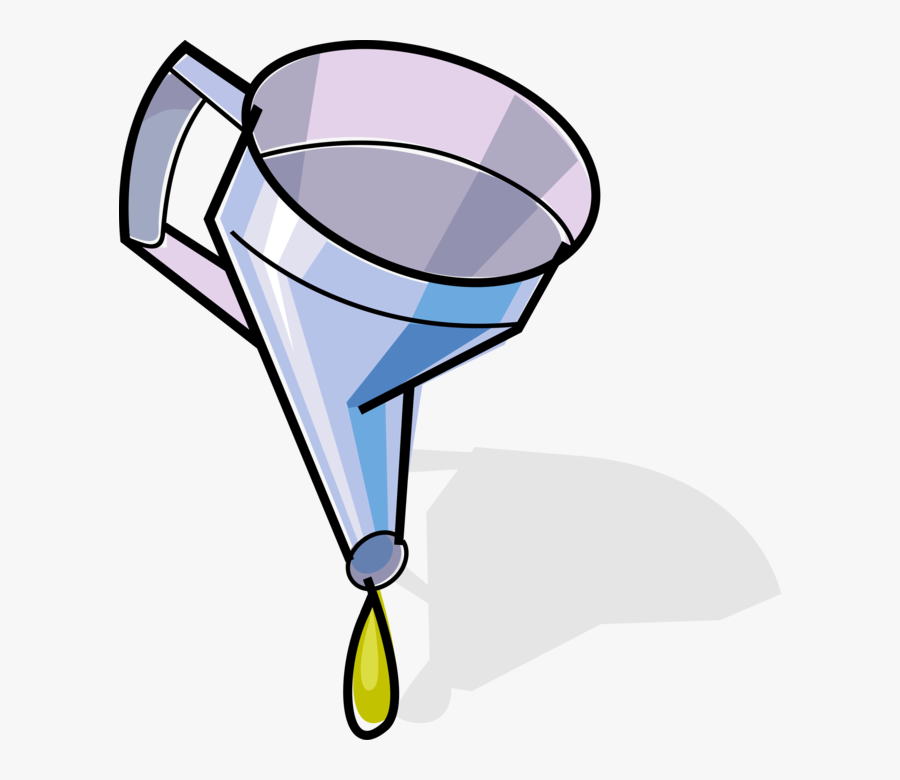 Vector Illustration Of Funnel Channels Liquid With - Funil Troca De Óleo Vetor, Transparent Clipart