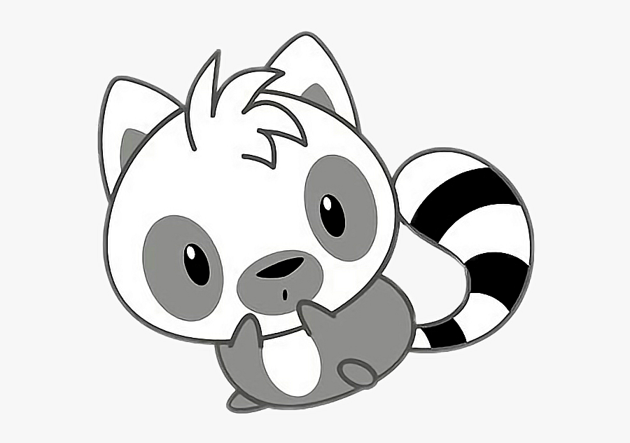 Freetoedit Cute Kawaii Racoon Grey White Black - Ring Tailed Lemur Drawing, Transparent Clipart