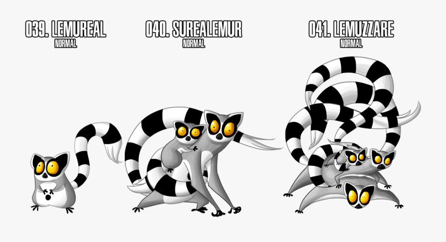 298kib, 1264x632, Lemur Orgy - Ring Tailed Lemur Pokemon, Transparent Clipart