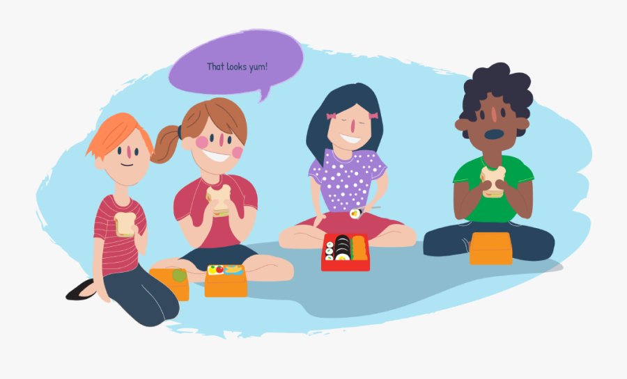 Group Of Friends Eating Lunch - Friends Eating Animation, Transparent Clipart