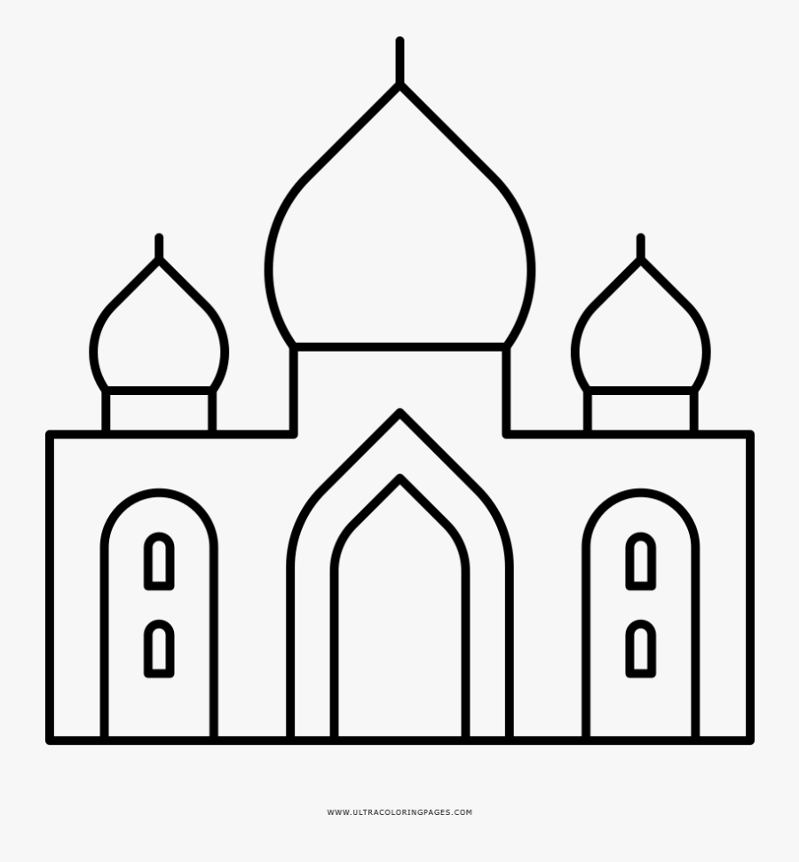 Taj Mahal Coloring Page - Simple Line Drawing Taj Mahal, Transparent Clipart