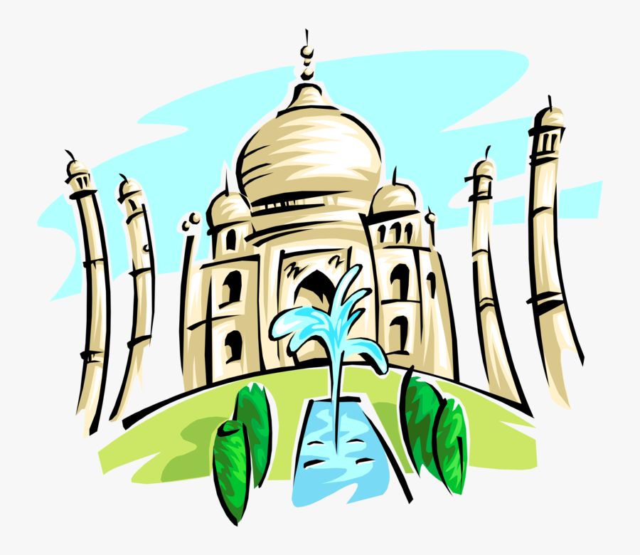 Vector Illustration Of Taj Mahal Marble Mausoleum On - Taj Mahal Clipart Jpeg, Transparent Clipart