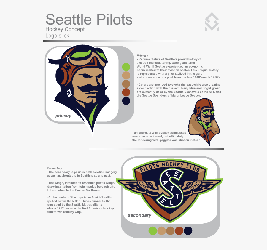 Clipart Free Pilots Hockey Concept Page Concepts Chris - Seattle Pilots Nhl Logo Concepts, Transparent Clipart