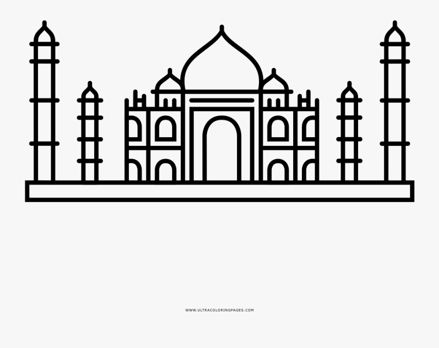Taj Mahal Coloring Page - Drawing, Transparent Clipart