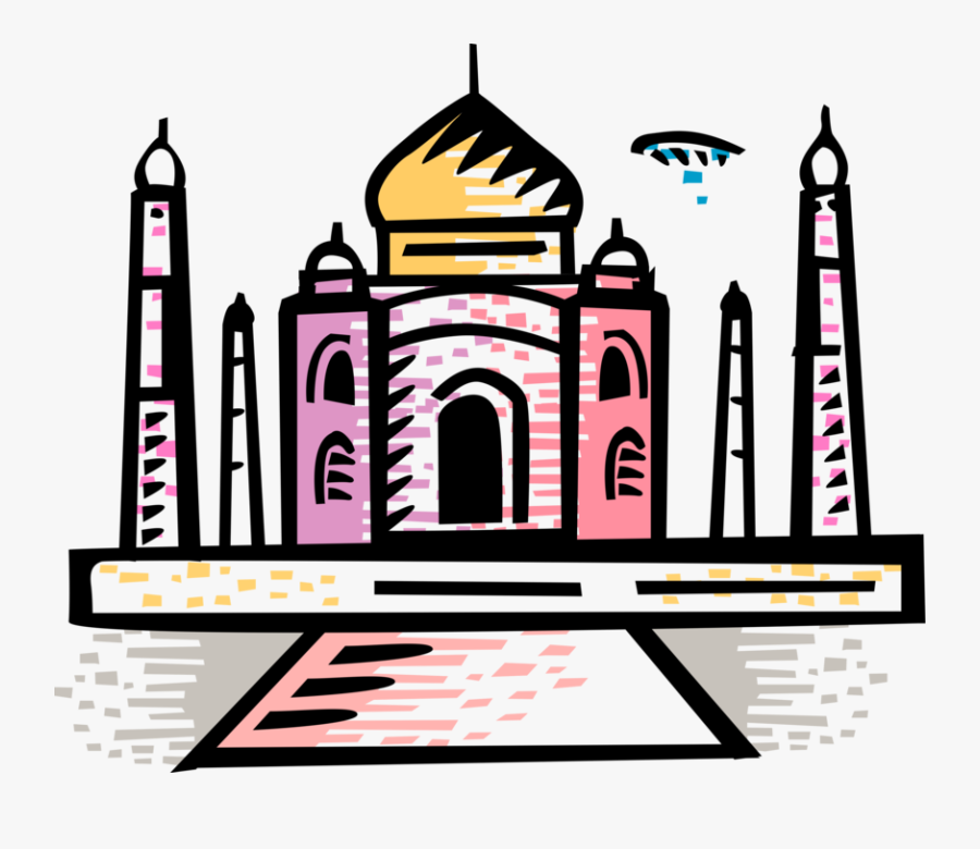 Vector Illustration Of Taj Mahal Marble Mausoleum On, Transparent Clipart
