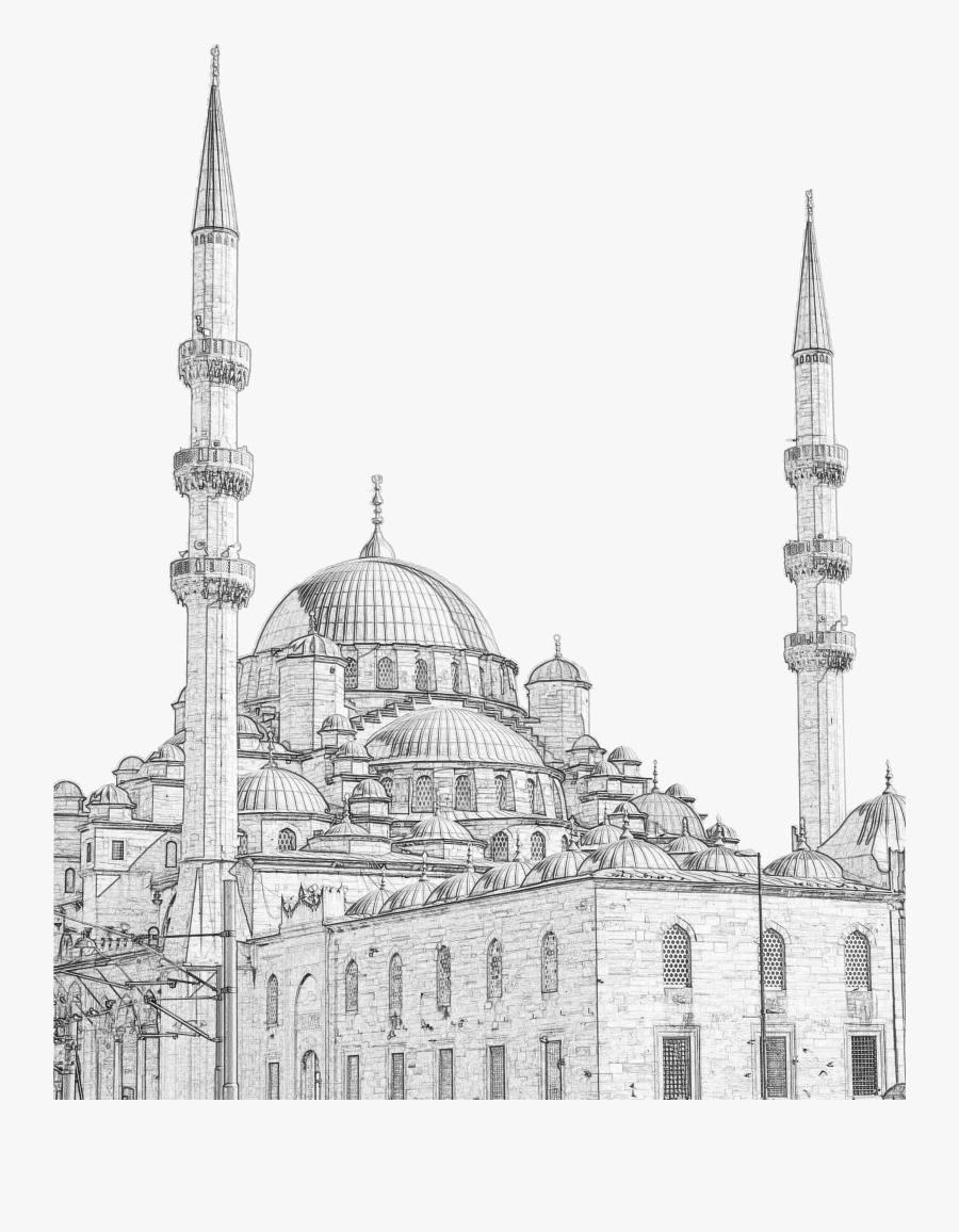 Clipart Free Download Taj Mahal Painting Line Transprent - Mosque Drawing Png, Transparent Clipart