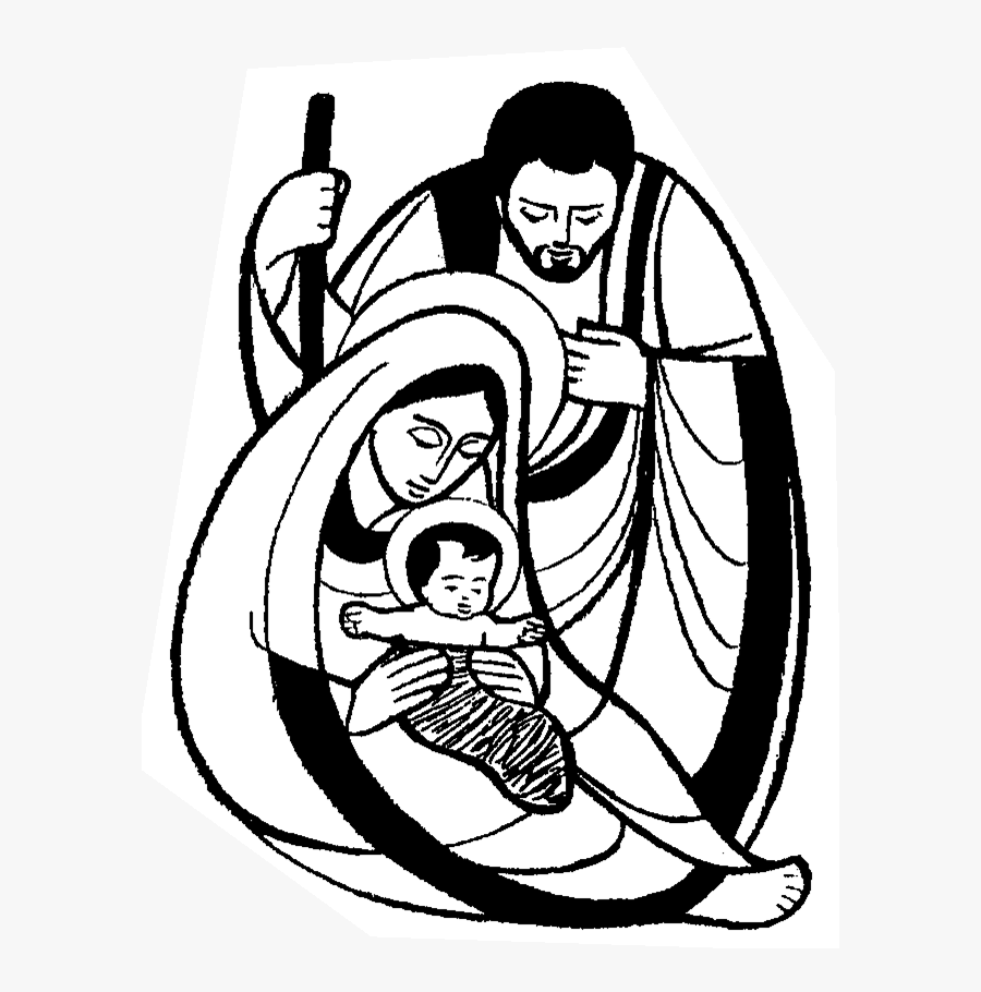 Transparent Jesus Png - Holy Family Clipart Black And White, Transparent Clipart
