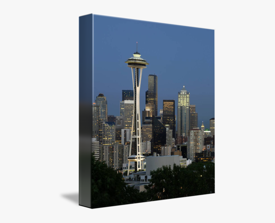 Image Black And White Stock Downtown With Space Needle - Seattle, Transparent Clipart