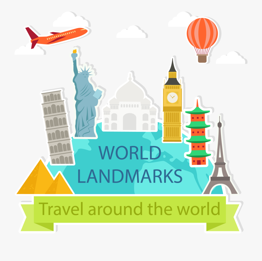 Statue Of Liberty Taj Mahal Travel Landmark - Land Mark Cartoon Png, Transparent Clipart