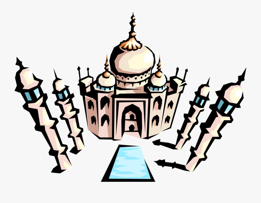 Vector Illustration Of Taj Mahal Marble Mausoleum On - Illustration, Transparent Clipart