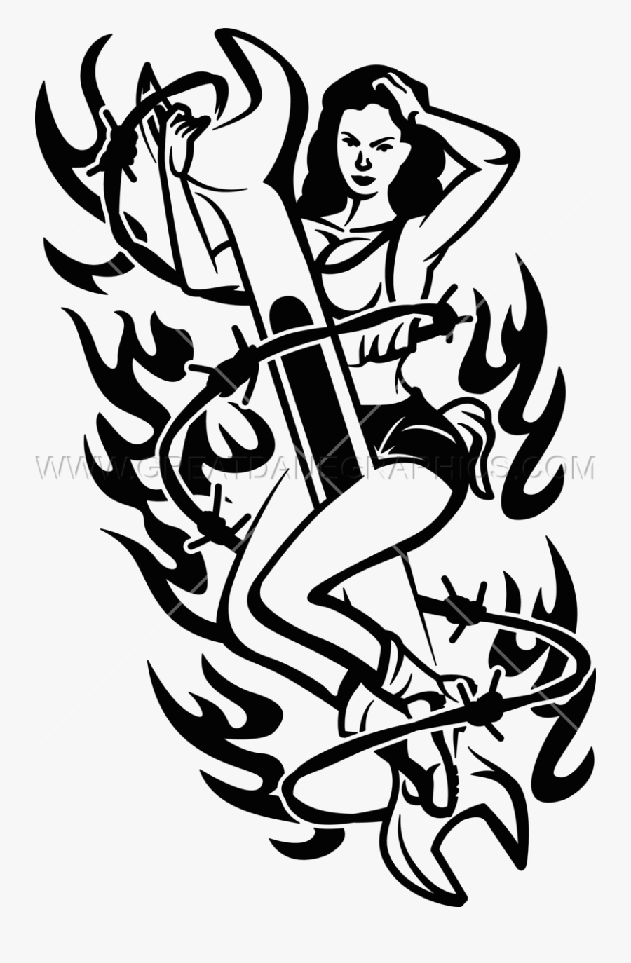 Clip Art Collection Of Free Woman - Pin Up Girl Wrench, Transparent Clipart