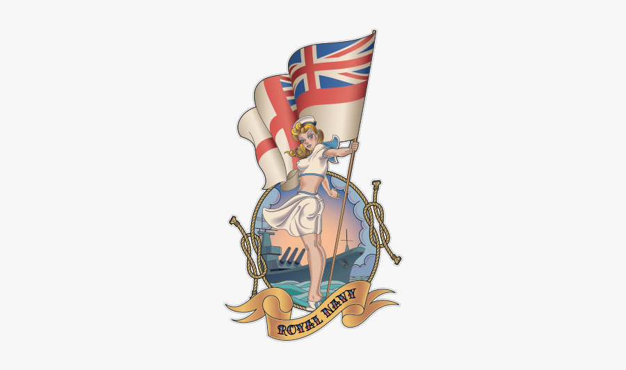 Pin-up Girl Royal Navy Illustration Vector Graphics - Royal Navy Sailor Tattoo, Transparent Clipart