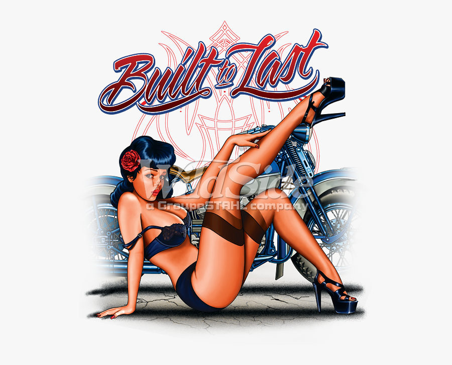 Built To Last - Pin Up Girl Motorcycle, Transparent Clipart