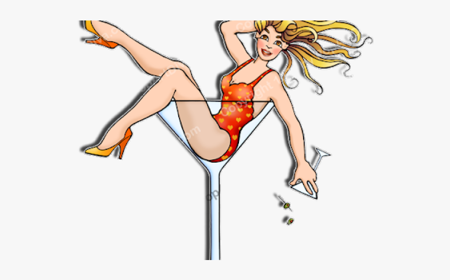 Pin Up Clipart Martini - Pinup Girl In Champagne Glass, Transparent Clipart