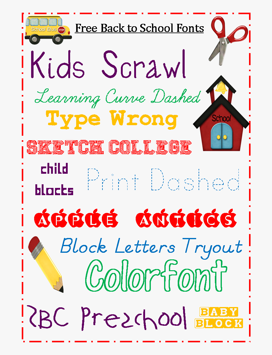 Fonts Free For Blogging - Free Back To School Fonts, Transparent Clipart
