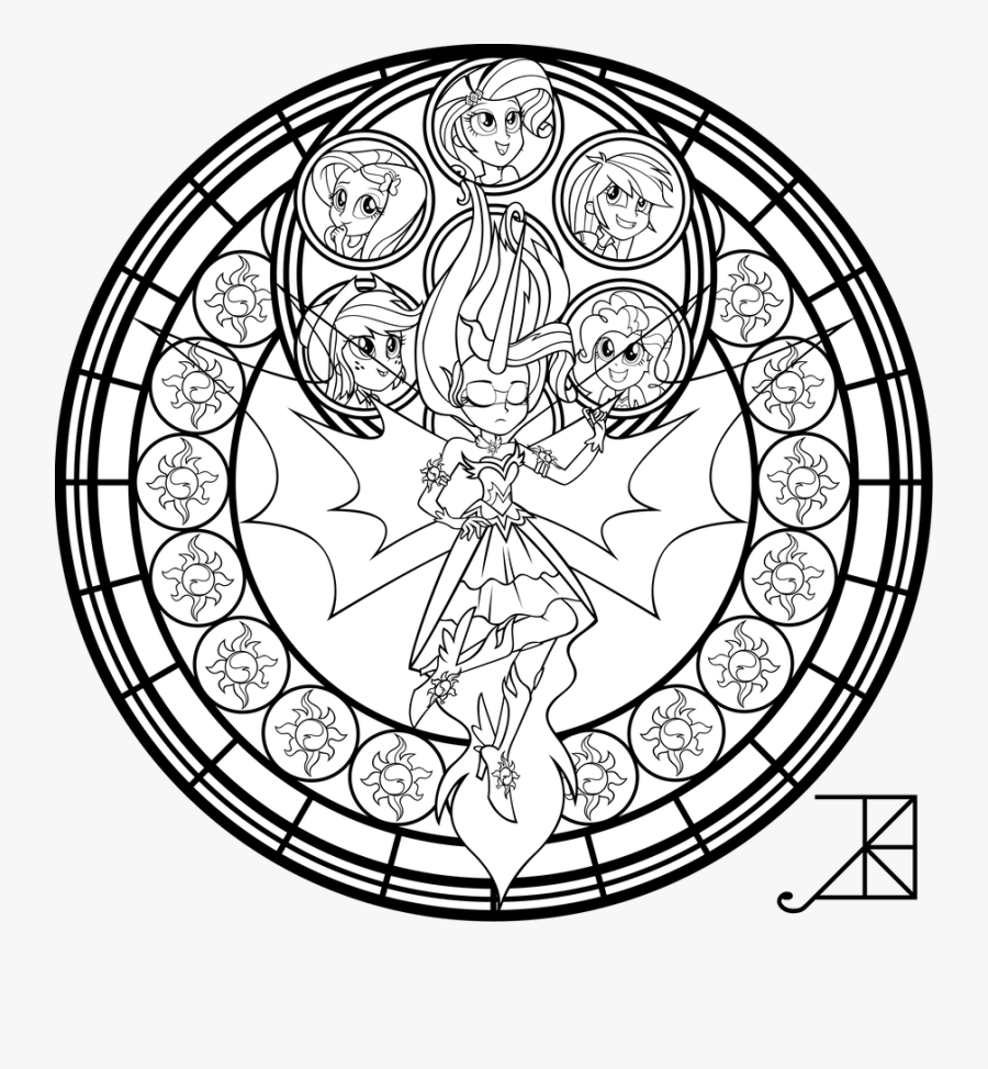 Meg Stained Glass Line Art By Akili Amethyst - Beauty And The Beast Adult Coloring Pages, Transparent Clipart
