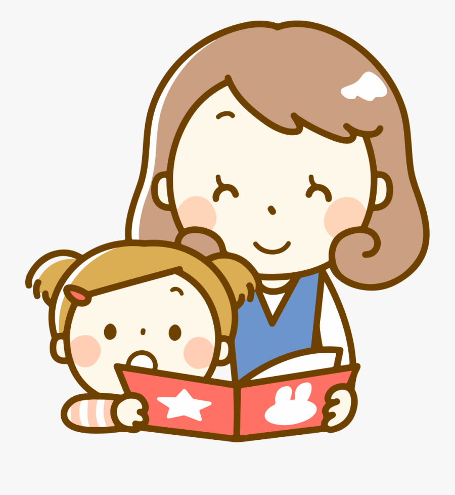 Reading With Mother - ציור של אמא ובת, Transparent Clipart