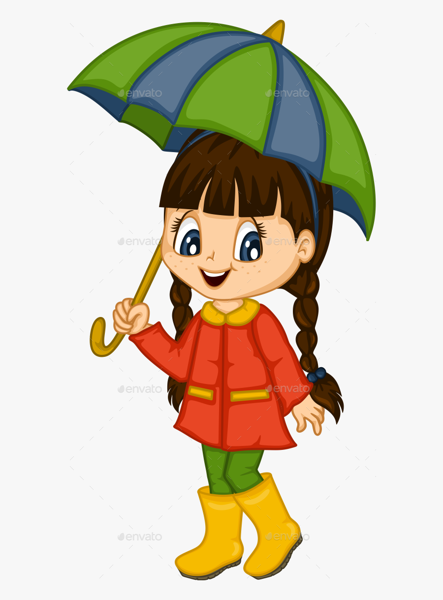 Cute Little Girl For 4 Seasons - Umbrella With Girl Png Clipart, Transparent Clipart