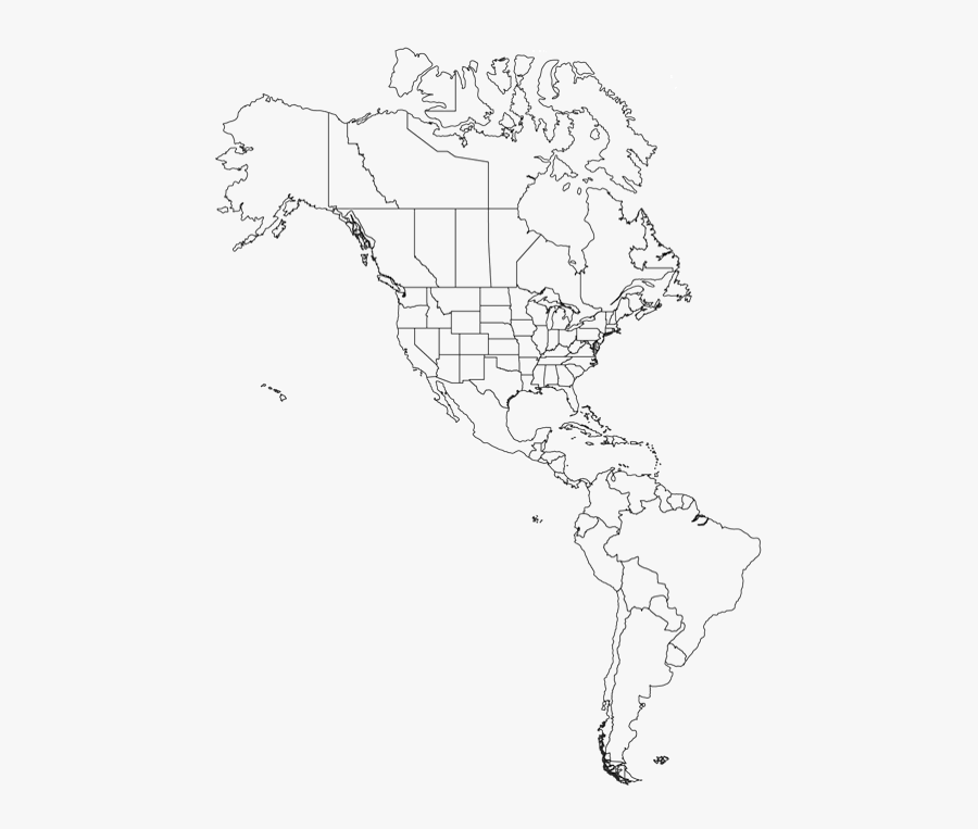 America Drawing Line Huge Freebie Download For Powerpoint - North And South America Blind Map, Transparent Clipart