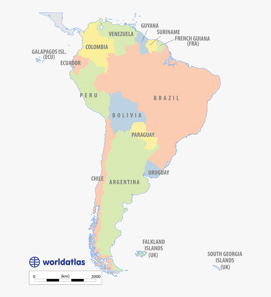 Physical Map Of South America, Transparent Clipart