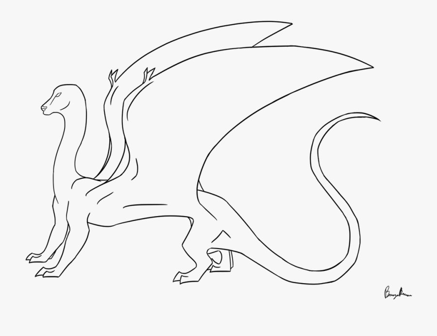 Pterodactyl Lineart - Line Art, Transparent Clipart
