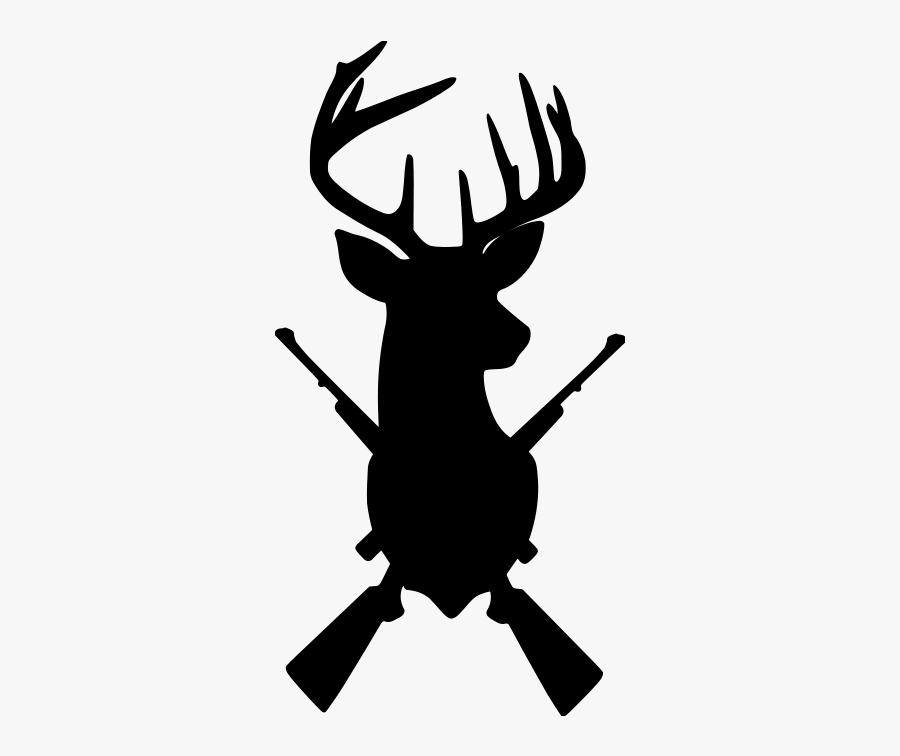 Hunting Clipart Deer Rifle - Grey Deer Head Silhouette, Transparent Clipart
