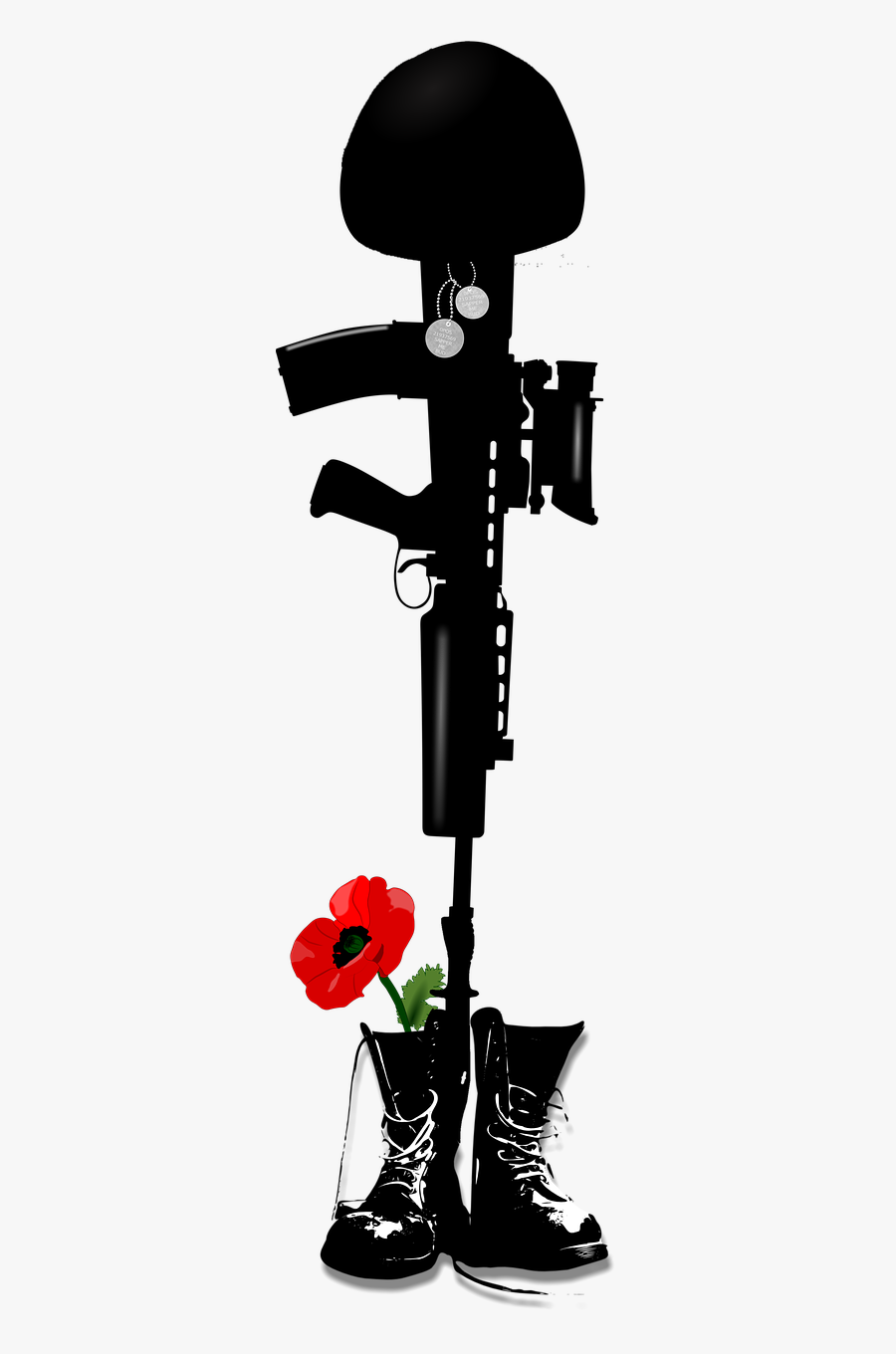 Army Sa80 Gun - Sa80 With Bayonet Helmet And Boots Memorial, Transparent Clipart