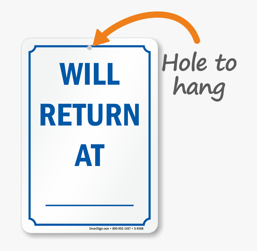 Clip Art Of Office Signs - Will Be Back, Transparent Clipart