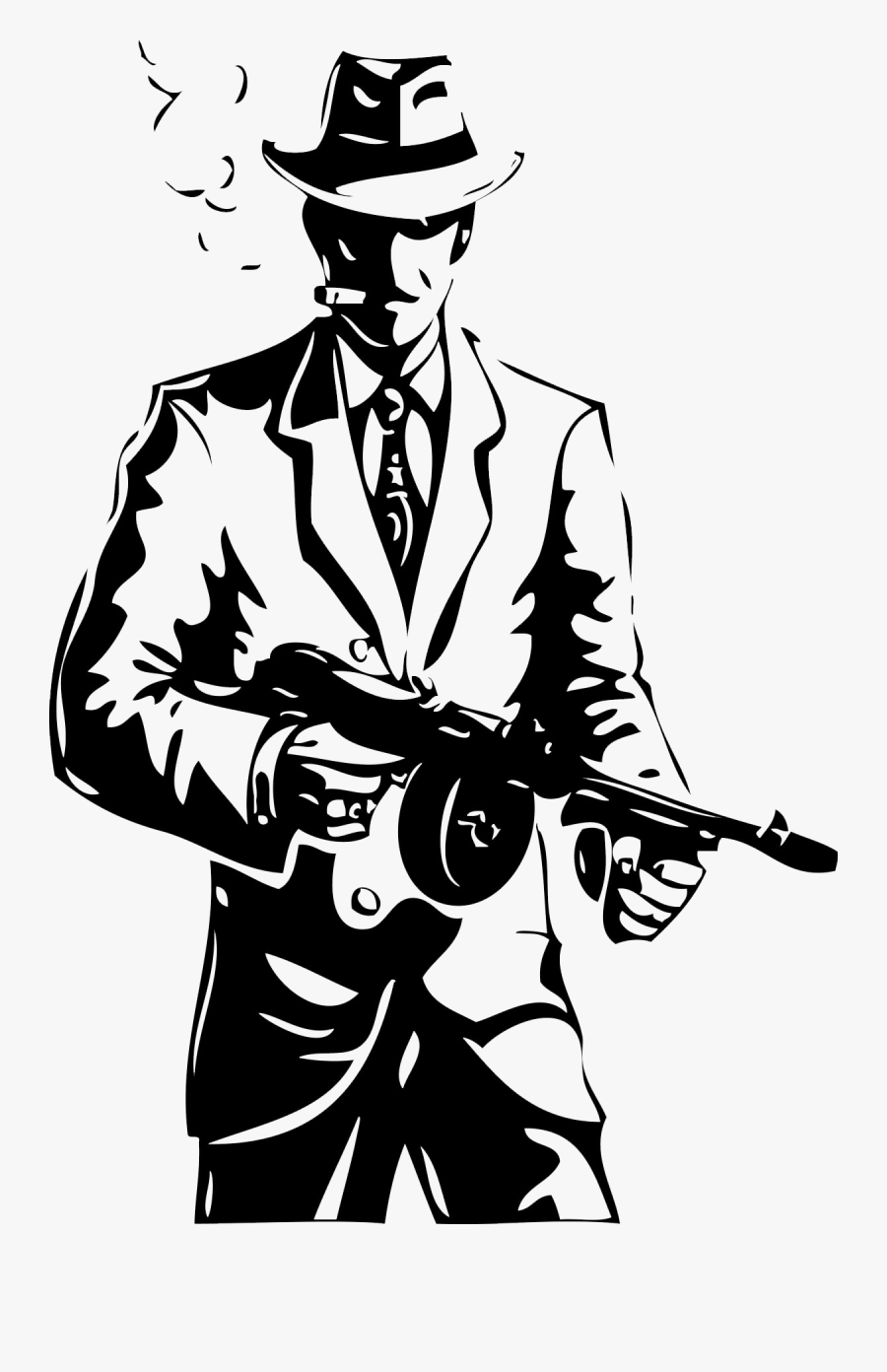 Vector Graphics Drawing Gangster Illustration Image - Mobster Drawing, Transparent Clipart