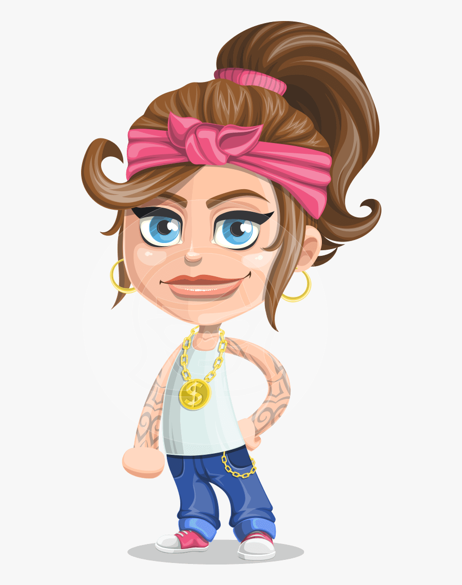 Little Female Gangster Kid Cartoon Vector Character - Gangster Kid Cartoon Character, Transparent Clipart