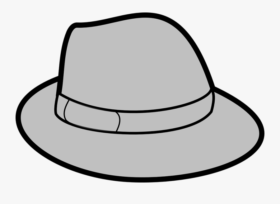 Hat Grey Gray Trilby Headwear Crooner Gangster - Hat Clip Art Black And White, Transparent Clipart