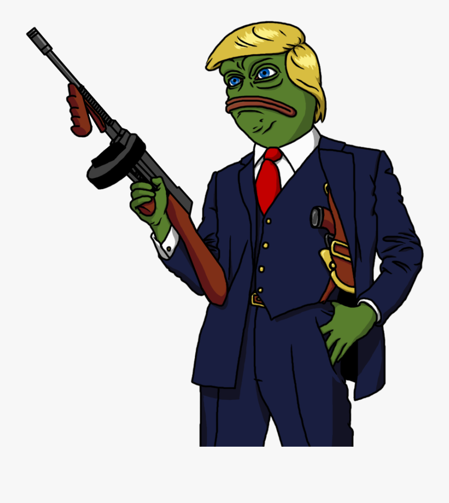 Avocado Gangster Cliparts - Donald Trump Pepe Gun, Transparent Clipart