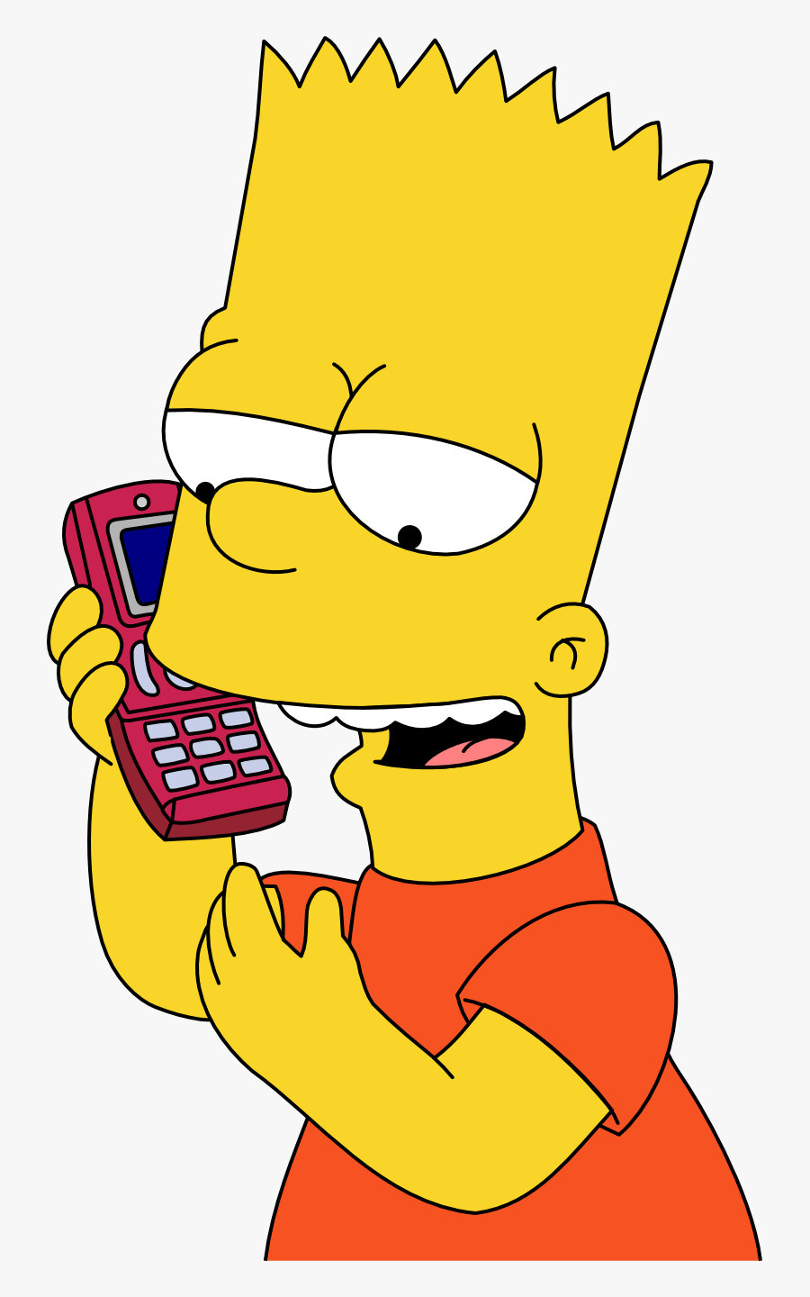 Bart Clipart Gangsta - Bart Simpson On His Phone, Transparent Clipart