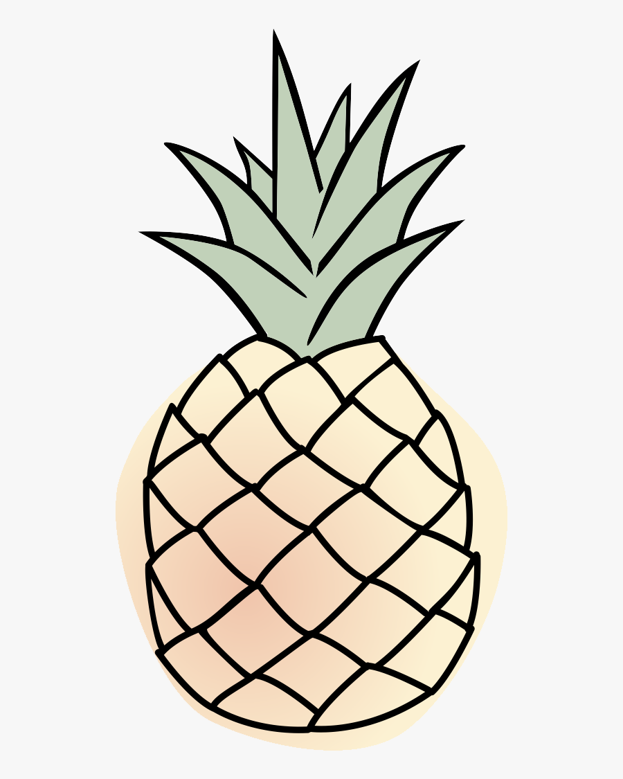 Transparent Pineapple Clipart No Background - Black And White Pineapple Cartoon, Transparent Clipart